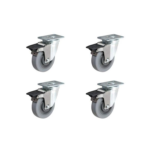3"x1-1/4" Gray Thermo Rubber Swivel Caster (Non Marking) Wh, PK4